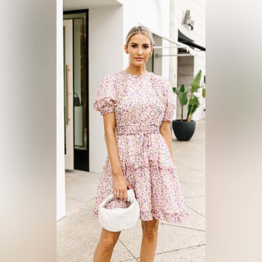 Rachel Parcell Floral Dress Size 6 Puff Sleeve Dress Whimsical Garden Dress